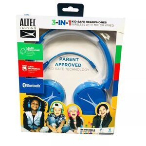 Altec Lansing Kid's Blue 3-in-1 Bluetooth Or Corded Over the Ear Headphones